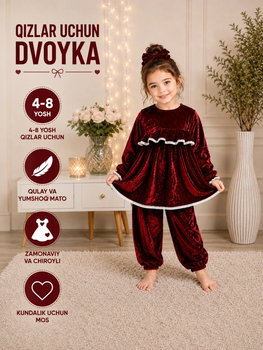 Платье и лозим для девочек 4–8 лет, рукава-фонарики, кружево, 2 вида ткани