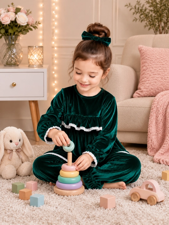Платье и лозим для девочек 4–8 лет, рукава-фонарики, кружево, 2 вида ткани