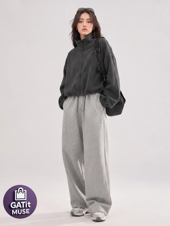 Ayollar uchun Y2K flis kurtka, oversize kalta kurtka