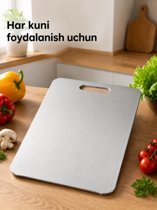 Разделочная доска из нержавеющей стали двусторонняя кухонная