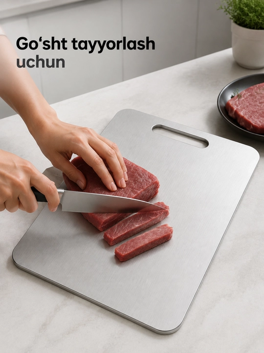 Разделочная доска из нержавеющей стали двусторонняя кухонная