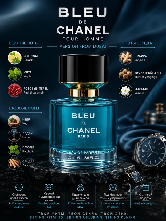 Мужской парфюм Bleu de Chanel Pour Homme, 55 мл