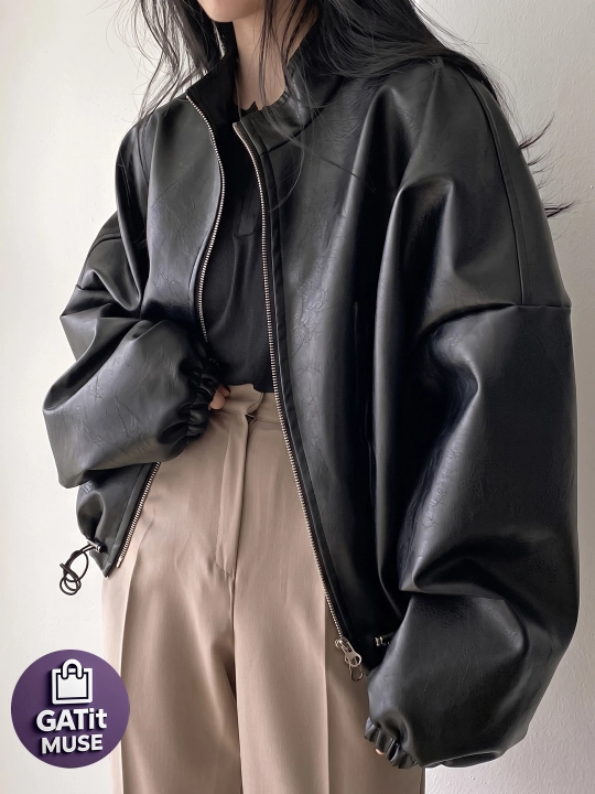 Ayollar uchun Y2K eko charm kurtka, oversize, kapyushonli va kapyushonsiz