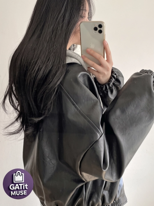 Ayollar uchun Y2K eko charm kurtka, oversize, kapyushonli va kapyushonsiz