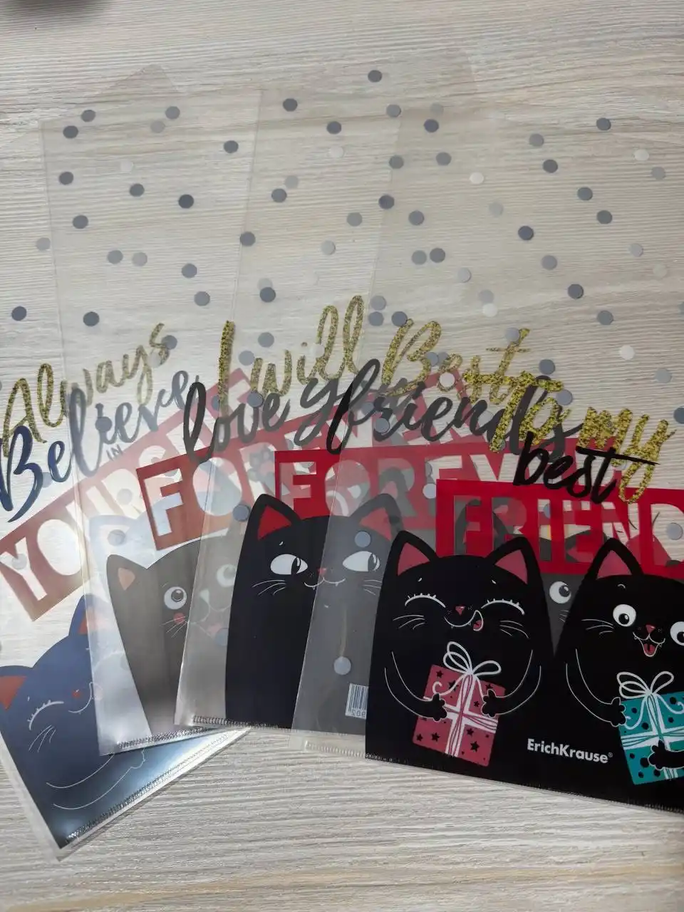 Набор из 4 папок-уголков пластиковых ErichKrause® Feline Friends, A4, ассорти 54890
