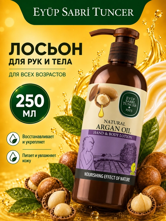 Лосьон для рук и тела Eyüp Sabri Tuncer, с аргановым маслом 250 мл - 