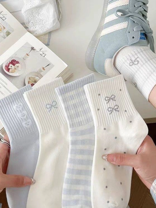 Женские и девичьи носки, короткие носки, размер 36–38, в наборе 5 пар - 