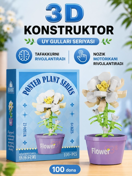 Uy gullari” seriyasidan konstruktor, 15 dan ortiq turdagi - 