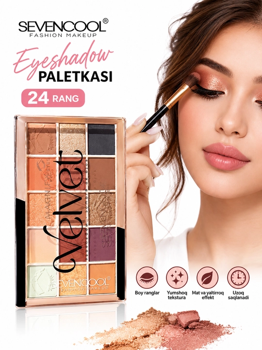 Soyalar palitrasi, 24 xil tus, qovoqlar uchun soyalar, ko‘z pardozi, kosmetika, soyalar to‘plami - 