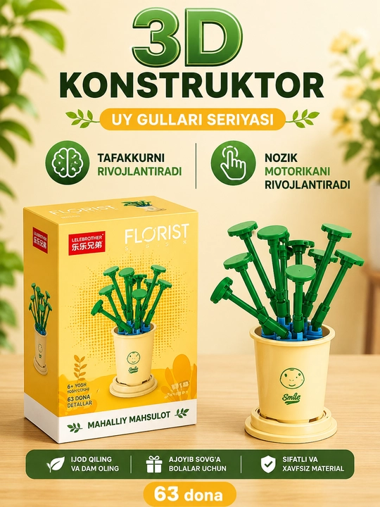 Uy gullari” seriyasidan konstruktor, 15 dan ortiq turdagi - 