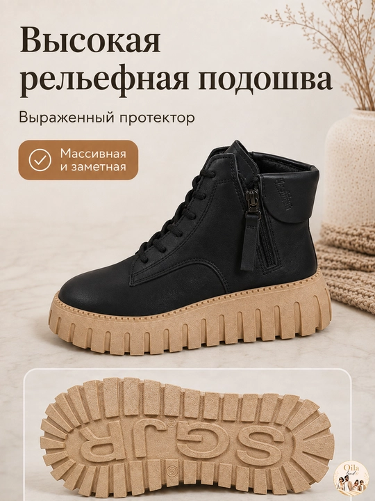 Ayollar qishki issiq botinkalari, shnurovka va yon fermuarli, baland taglikli, 36–40