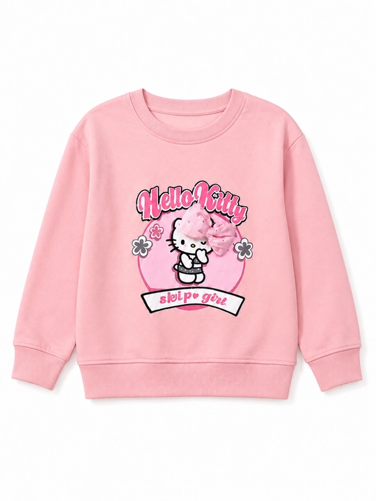 Розовый свитшот Hello Kitty для девочек, детский джемпер, кофта с длинным рукавом