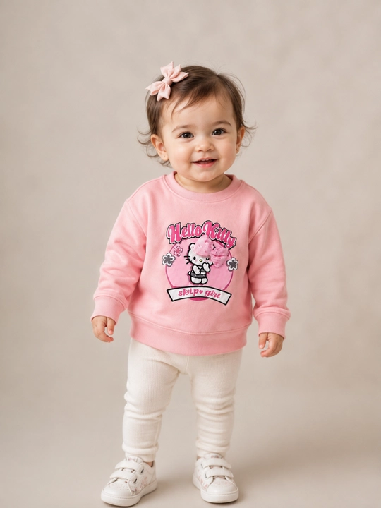 Розовый свитшот Hello Kitty для девочек, детский джемпер, кофта с длинным рукавом