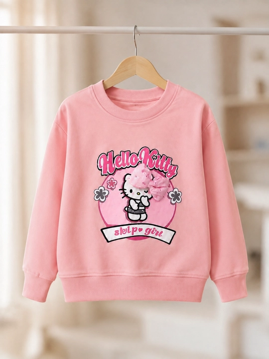Розовый свитшот Hello Kitty для девочек, детский джемпер, кофта с длинным рукавом