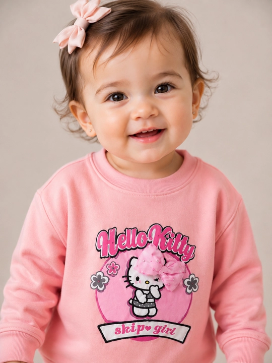 Розовый свитшот Hello Kitty для девочек, детский джемпер, кофта с длинным рукавом