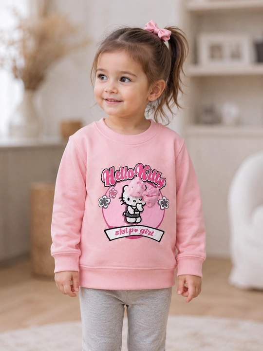 Розовый свитшот Hello Kitty для девочек, детский джемпер, кофта с длинным рукавом