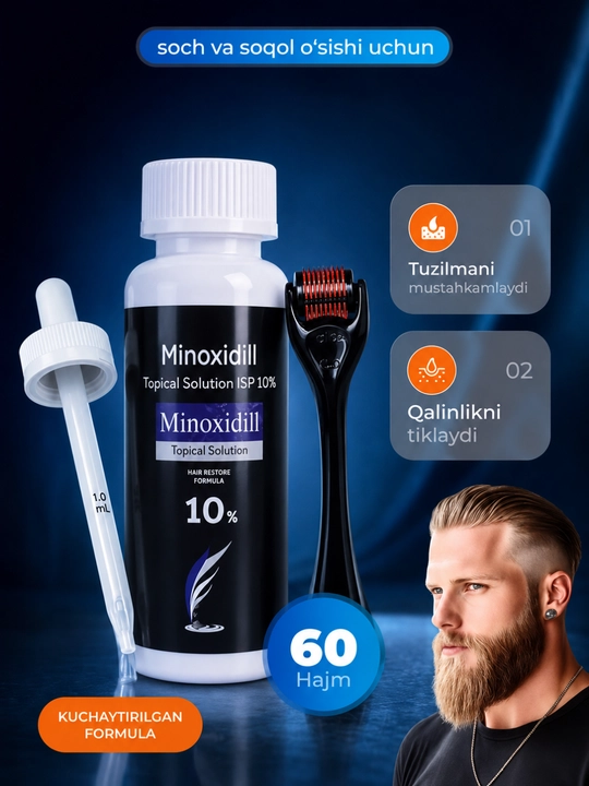 Набор Minoxidil 10% миноксидил для роста волос и бороды - 