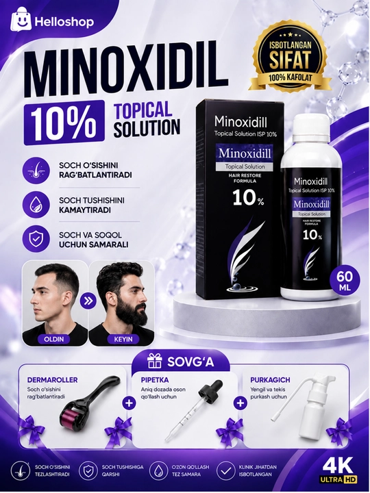 Набор Minoxidil 10% миноксидил для роста волос и бороды