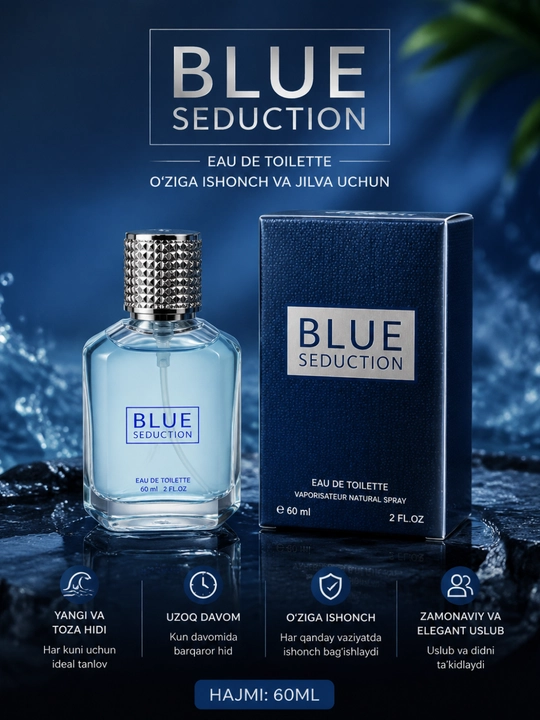 Blue Seduction erkaklar atiri Eau De Toilette 60 ml - 