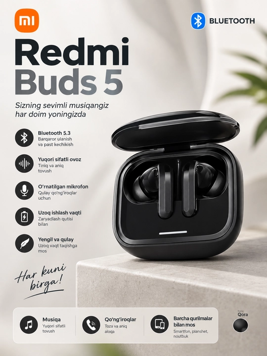 Redmi Buds 5, беспроводные наушники, Bluetooth наушники - 