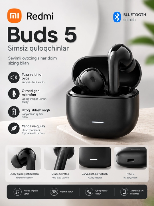 Redmi Buds 5, беспроводные наушники, Bluetooth наушники