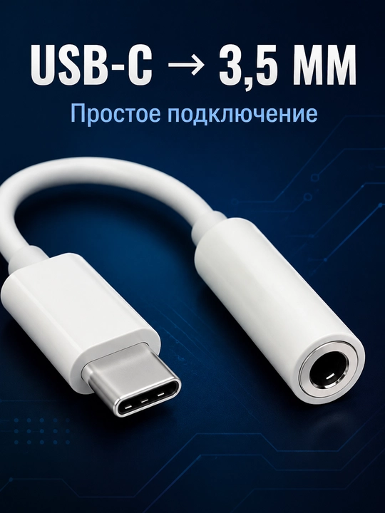 Qora USB Type-C’dan AUX 3.5 mm gacha audio adapter telefonlar uchun o‘tish moslamasi