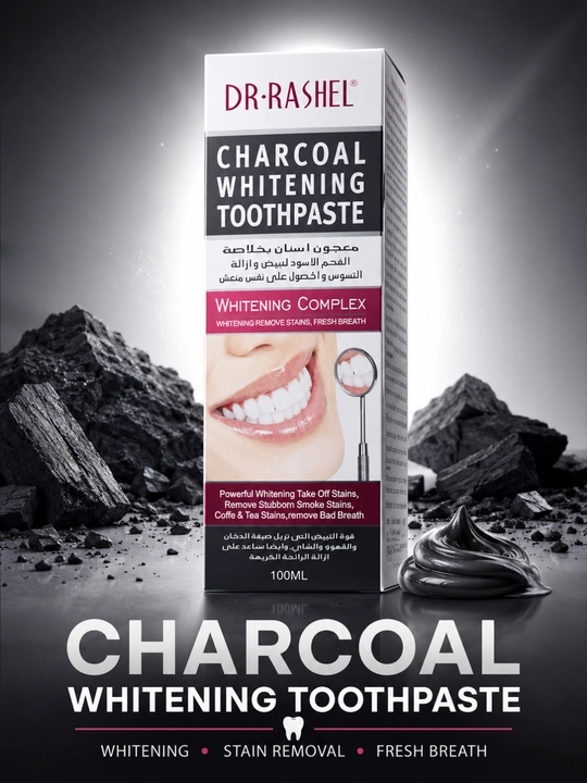 DR.RASHEL Charcoal Whitening Отбеливающая зубная паста с углём 100 мл - 