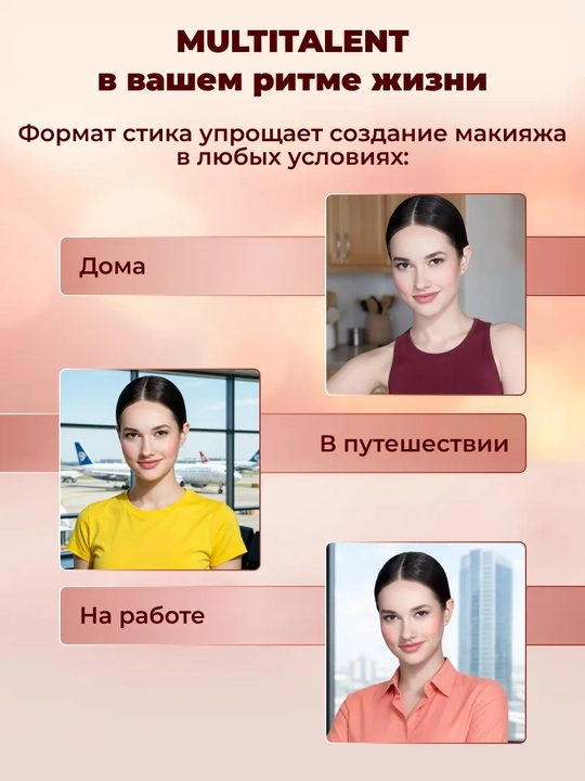 Стик румяна для лица кремовые контуринг MULTITALENT