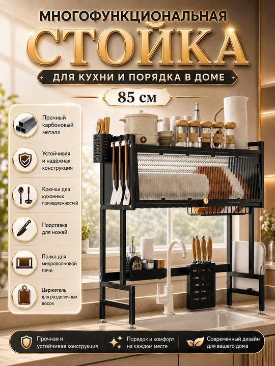 Сушилка для посуды, закрытая сушка для посуды , кухонная сушилка с полками 85*28*80