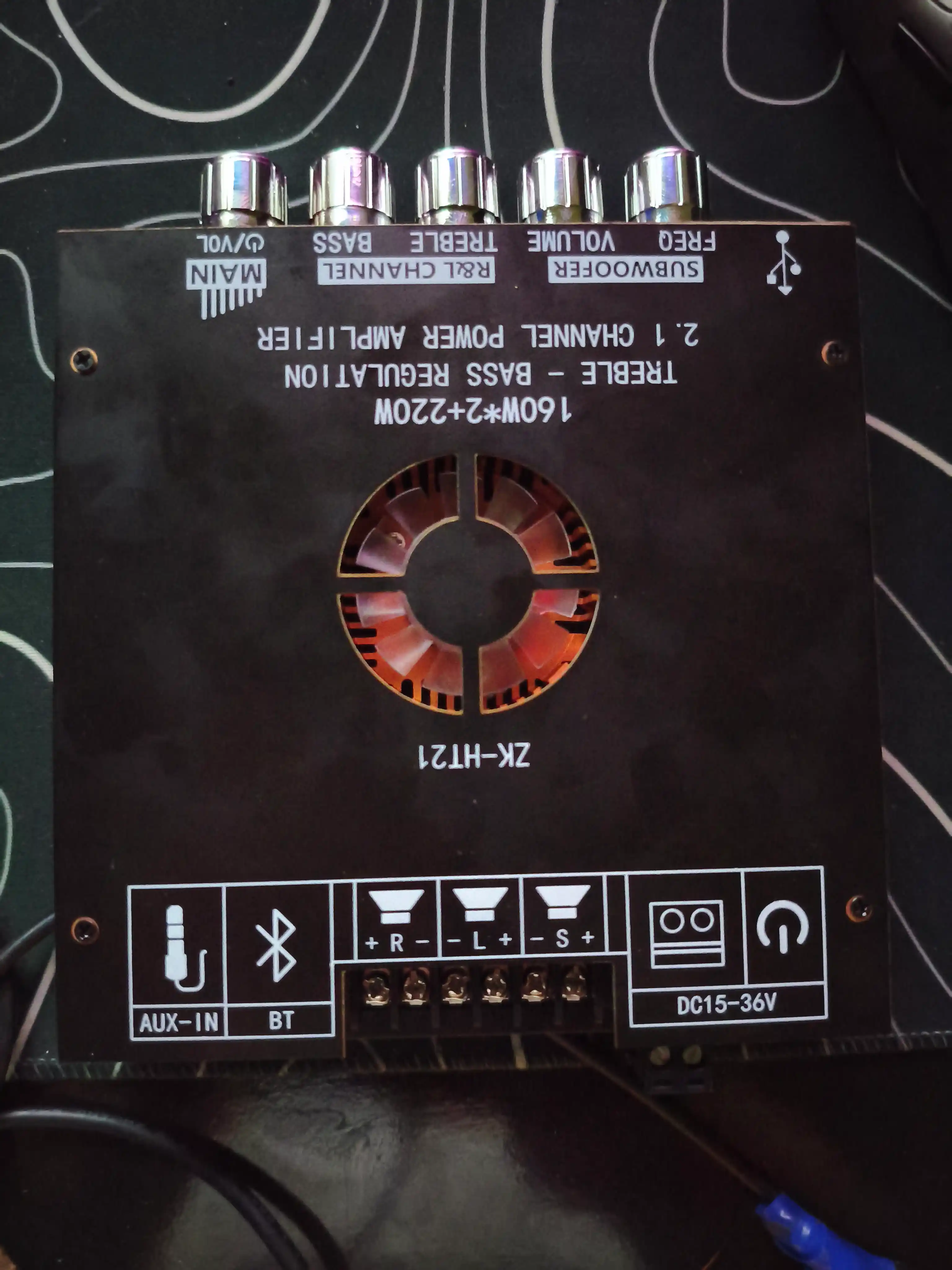 Усилитель звука 2.1, усилитель колонок, для сабвуфера, 320Вт, Bluetooth, AUX, USB, ZK-HT21
