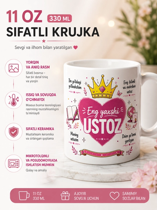 Кружка Giftory для учителя, подарок преподавателю, с надписью, 330 мл