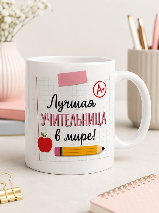 Подарочная кружка Giftory для учителя, с надписью на русском языке, 330 мл - 