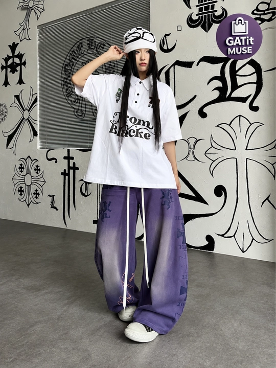 Ayollar uchun keng jogger shim Baggy trikotaj Y2K
