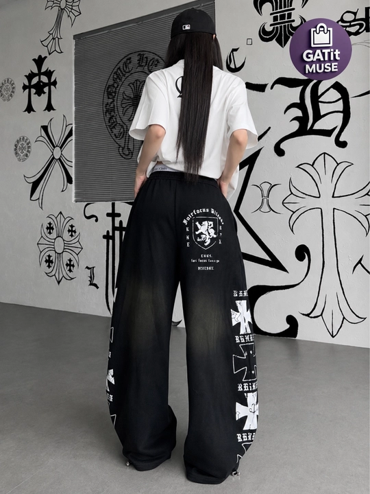 Ayollar uchun keng jogger shim Baggy trikotaj Y2K