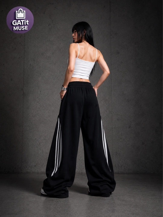 Ayollar uchun keng jogger shim Baggy trikotaj ikki rangli Y2K