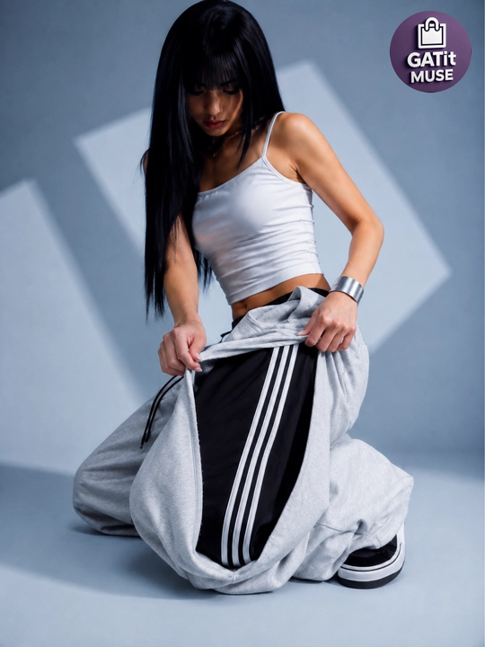 Ayollar uchun keng jogger shim Baggy trikotaj ikki rangli Y2K