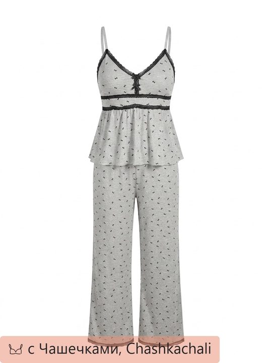 Ayollar uchun 3 qismli pijama to'plami: top, shim va kardigan