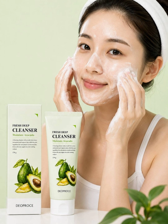 Yuz yuvish geli, yuz yuvish vositasi, avokado, namlantiruvchi gel, chuqur tozalash - 