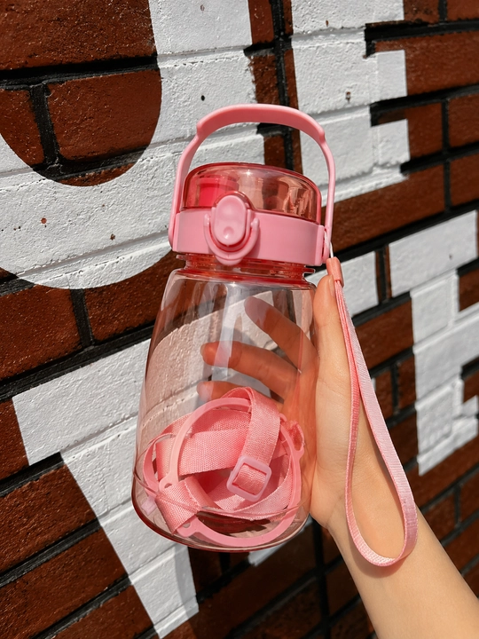 Детская бутылка для воды с трубочкой и ремешком, пластиковая, 1,3 л