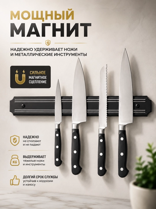Магнитный держатель для ножей – 33 см