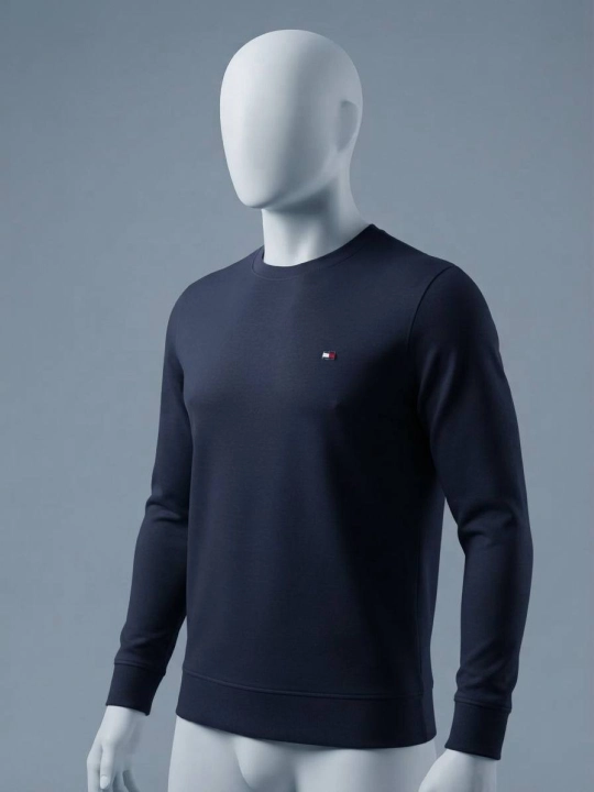 Мужской свитер Tommy Hilfiger, высококачественный тканый хлопок, темно-синий, Турция - 