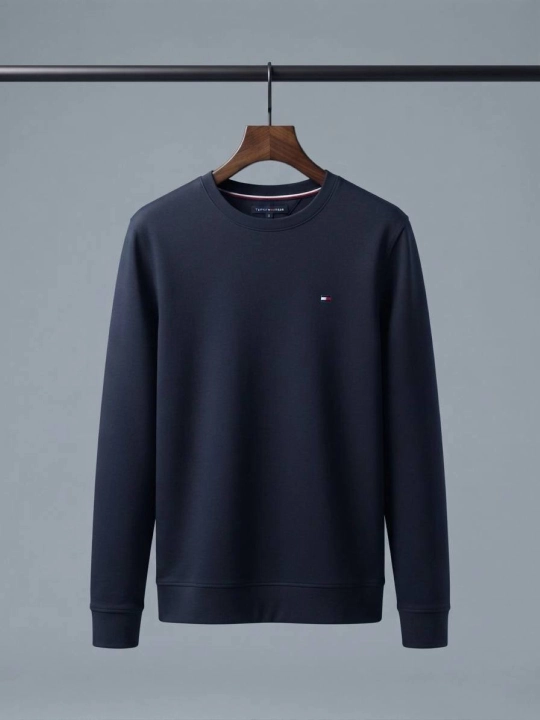 Мужской свитер Tommy Hilfiger, высококачественный тканый хлопок, темно-синий, Турция