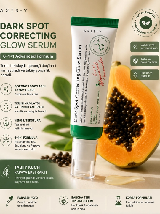 Yuz uchun dog‘larga qarshi serum, niatsinamid 5%, namlovchi parvarish