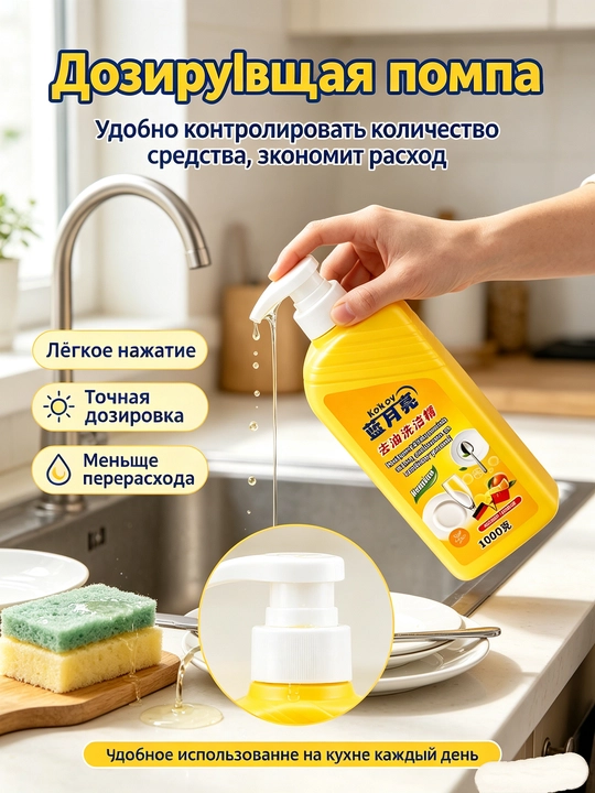 Моющее для посуды 1000г пищевой состав быстро удаляет жир для дома