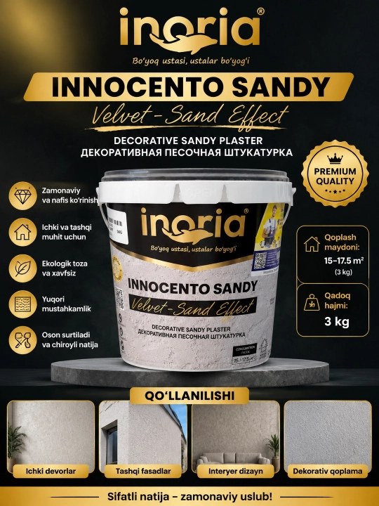 INORIA INNOCENTO Velvet Effect va SANDY Effect— dekorativ suvoqlari