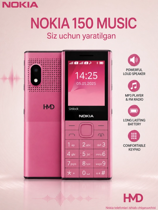 Nokia 150 HMD Music, кнопочный телефон, Dual SIM,  Type-C, Зарегистрирован(а) на uzmei