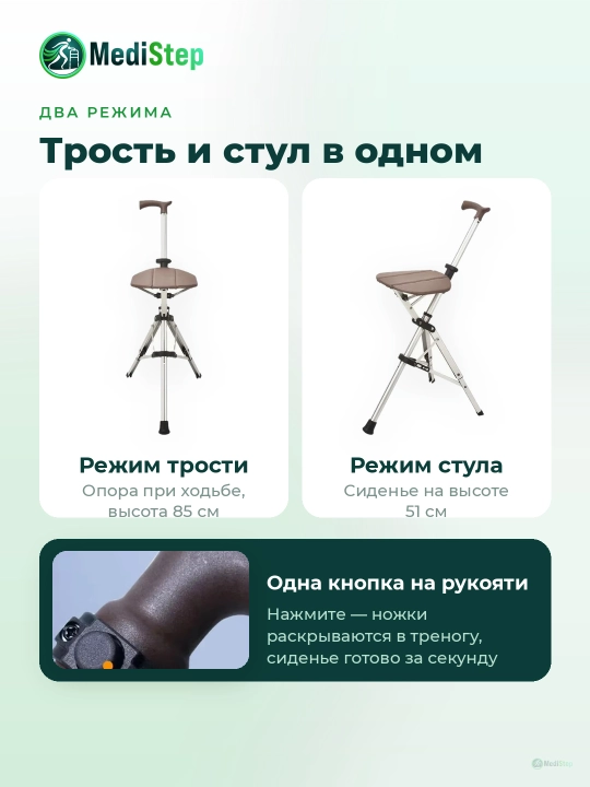 Трость для ходьбы со складным стулом AC-13