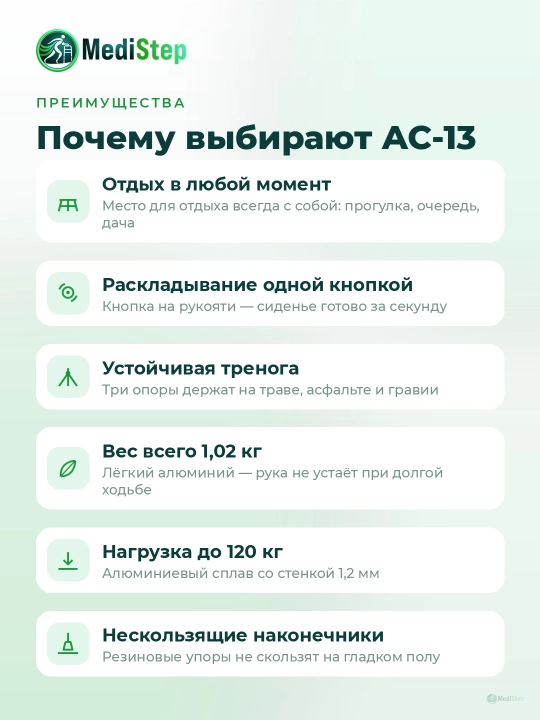 Трость для ходьбы со складным стулом AC-13