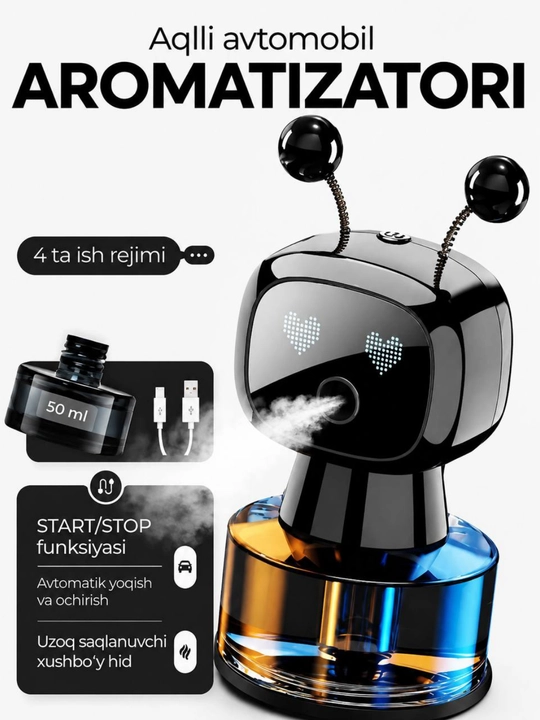 Avtomobil uchun aroma, elektr diffuzor, avtomobil xushbo‘ylantirgichi, usb zaryadkali,
