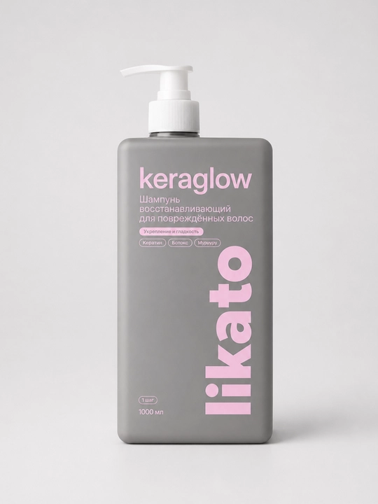 Шампунь для волос LIKATO KERAGLOW для сухих и поврежденных волос с кератином, 1000 мл